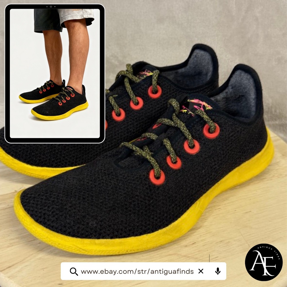 Allbirds Tree Runners Mens 10 Black Yellow Red Low Top Sneakers TR M10